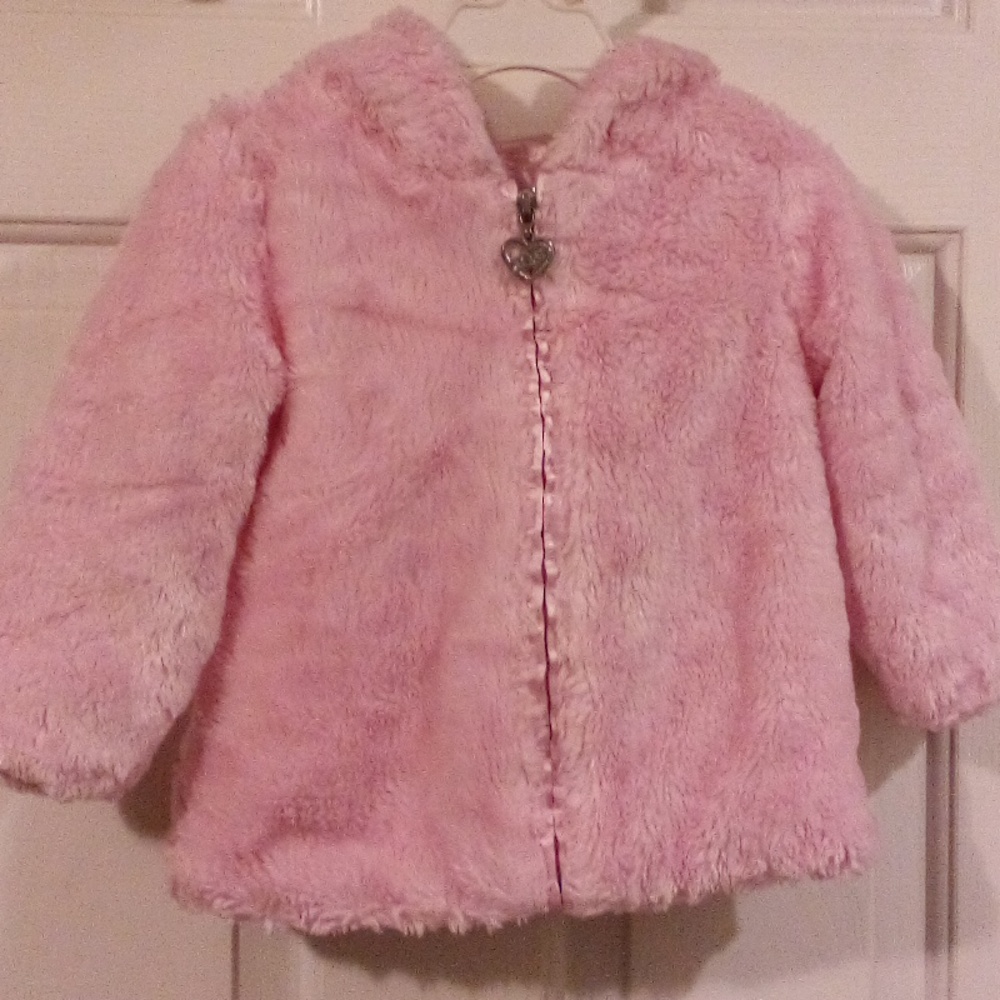 Furry hooded jacket.